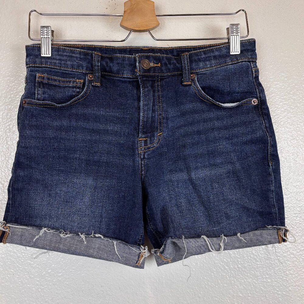Lucky Brand Womens Blue Denim AVA Mid Rise Rolled Hem Medium Wash Shorts 2/26